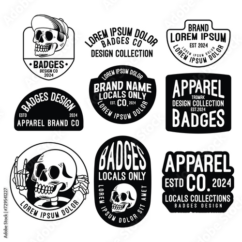 set of skull badges design, vintage emblem design, editable text