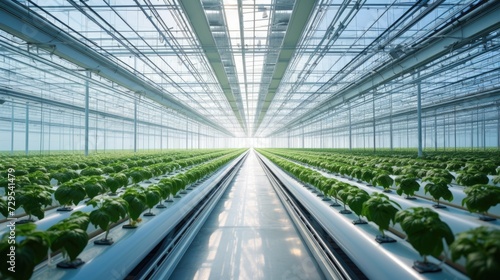 Modern hydroponic strawberry greenhouse, farmer working with strawberry in greenhouse , agriculture technology, AI generated