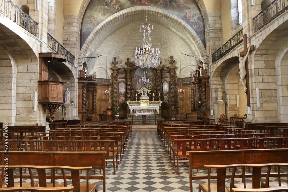 L'église Saint Laurent, ville de Aubenas, département de l'Ardèche, France