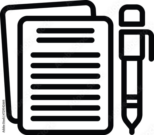 Slender student audio icon outline vector. Document text. System occupation