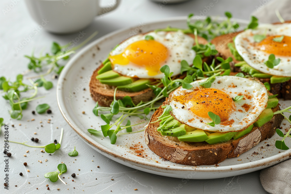 Avocado Egg Sandwiches and coffee for healthy breakfast Avocado Egg Sandwiches and coffee for healthy breakfast