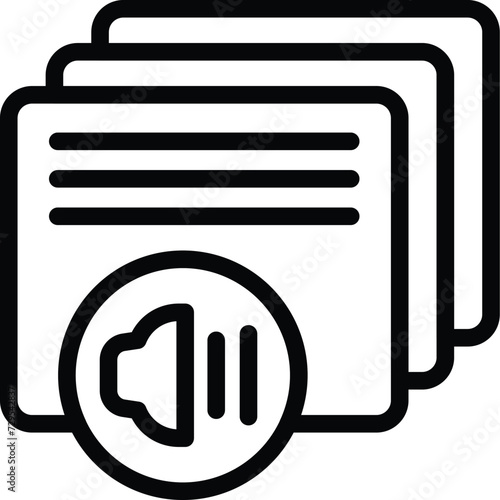 Sound transcription icon outline vector. Ai assistant. Audio document