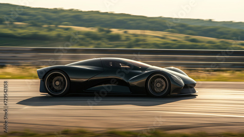 A prototype car being tested on a private track pushing the limits of automotive technology.