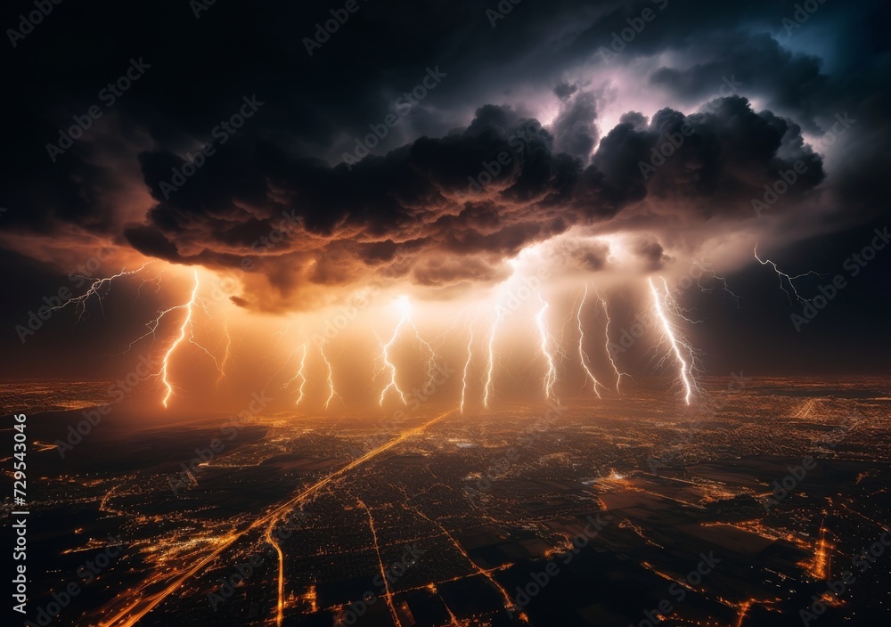 Thunderstorm Vista: Panoramic View of Nature's Fury