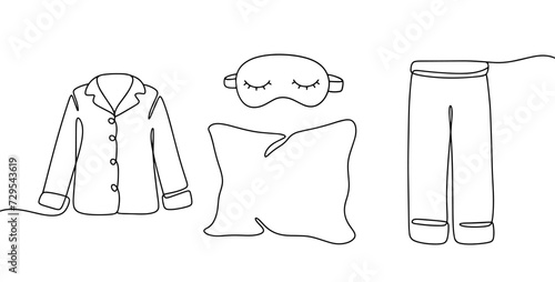 Pajamas. Pillow. Mask for sleep