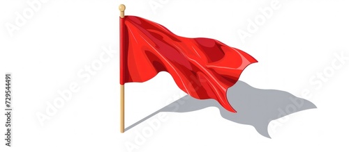 Red flag winged breakthrough isolated on white background. AI generated image