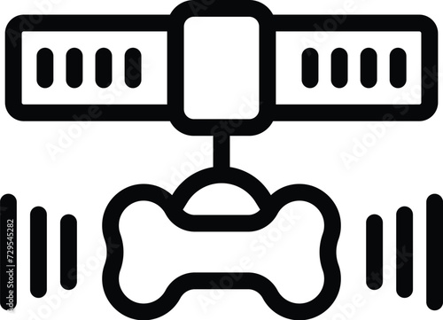 Gps pet tracker icon outline vector. Online app system. Alarm app chip