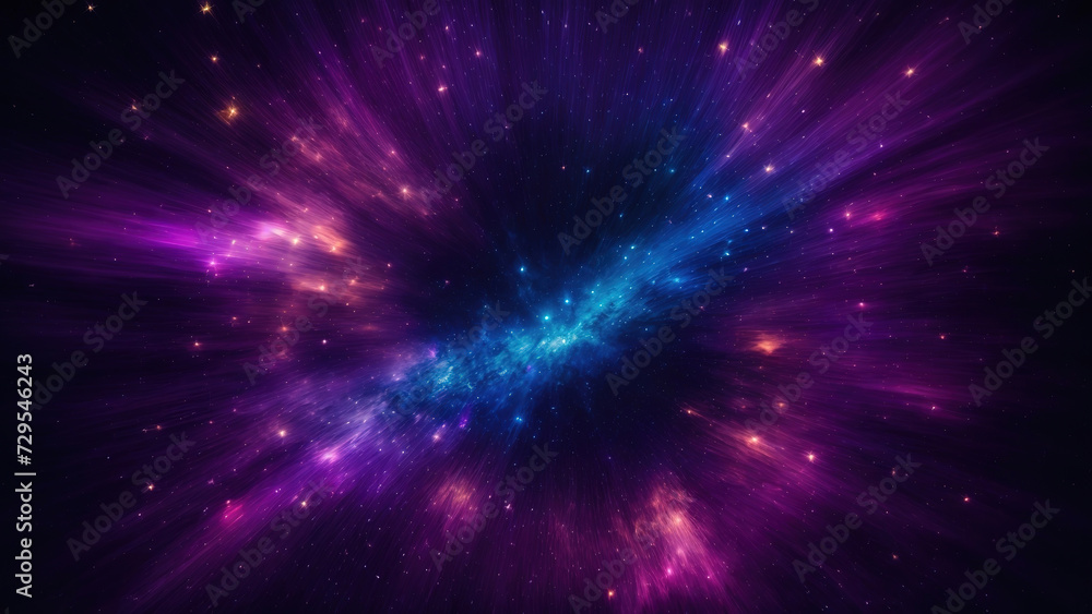 Bright a purple and blue explosion of light on a black background Bright a purple and blue explosion of light on a black background