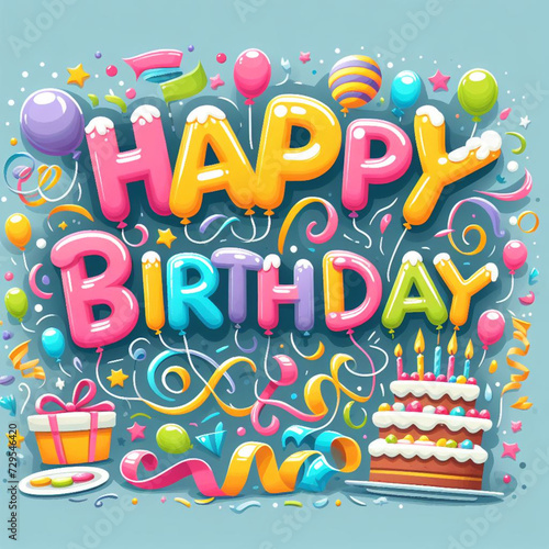 happy birthday birthday happy card party balloon colorful cake 