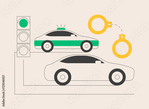 Traffic crime abstract concept vector illustration.