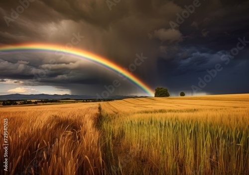 Bright Rainbow in Dark Clouds