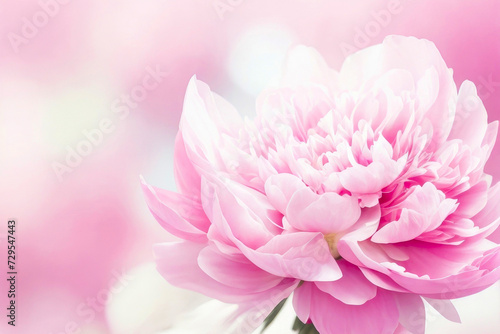 A light pink Peony on light pink background, with copy space. Delicate peonies. Springtime concept. Valentine's Day, Easter, Birthday, Women's Day, Mother's Day photo