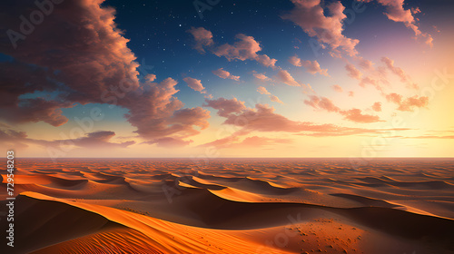 Desert landscape, sand dunes with wavy pattern