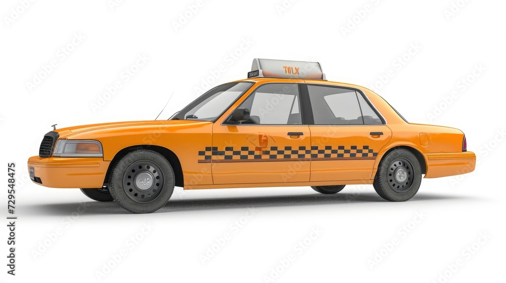 yellow color taxi isolated on white background