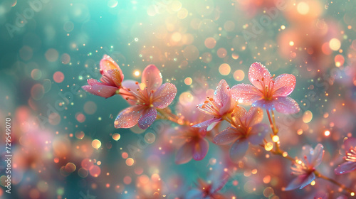 Magical meadow, full of blossoming spring flowers. horizontal banner or background. © Bogna