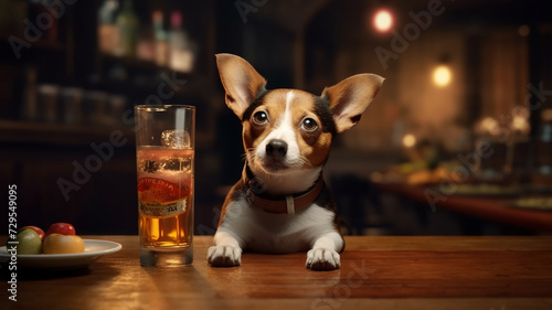 drunk dog drinking a cocktail