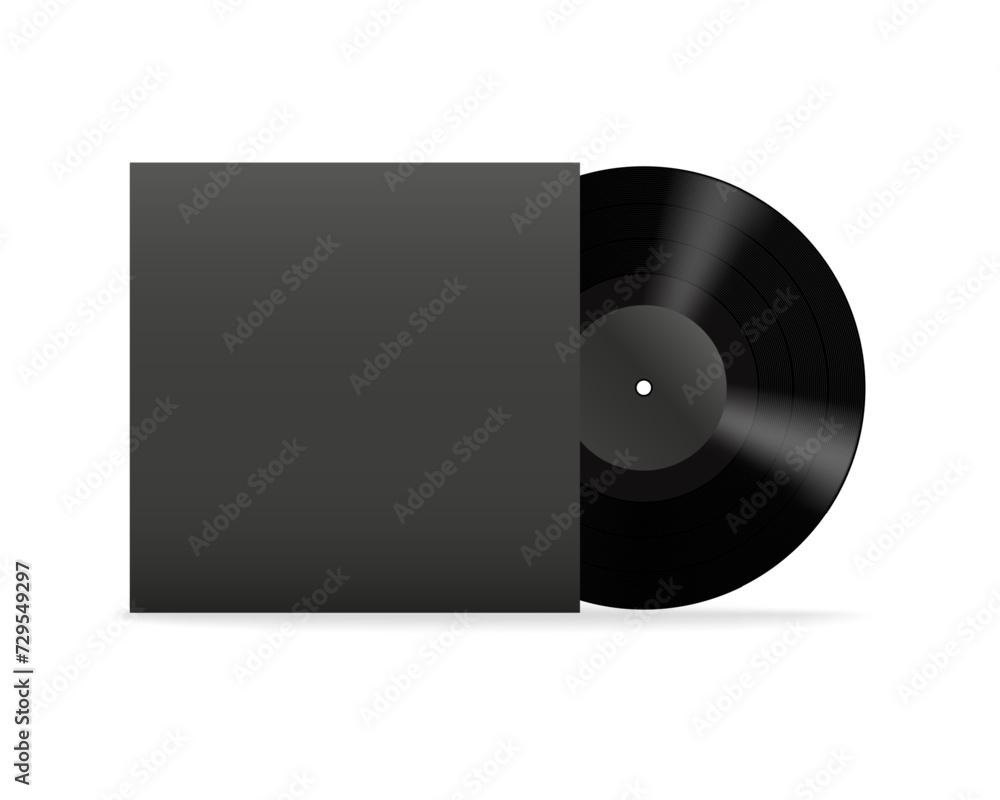 Realistic vinyl record with front view cover mockup. Realistic vinyl record with front view cover mockup.