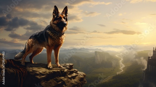 german shepherd dog in the mountains