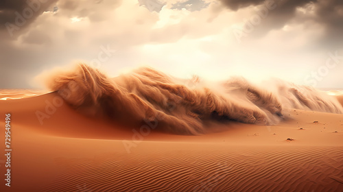 Desert landscape, sand dunes with wavy pattern