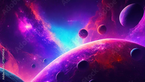 Awesome Colorful background of planets