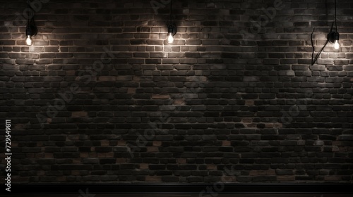 Dark Brick Wall Illuminated by Overhead Lights
