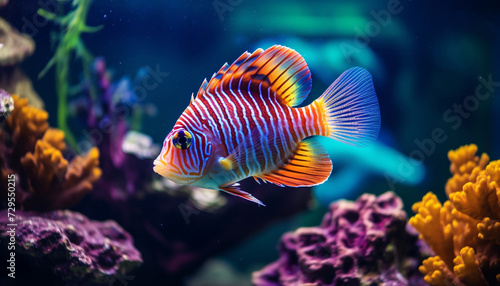 Colorful tropical fish in the aquarium background © patternforstock