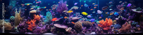 Colorful tropical fish in the aquarium background