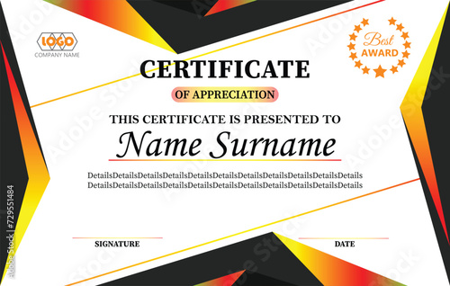 Award Certificate Design Template for Office and Business 20