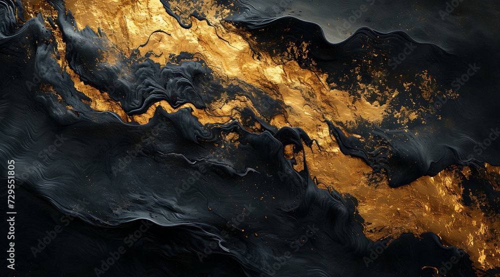 gold and black abstract surface background 3d render 
