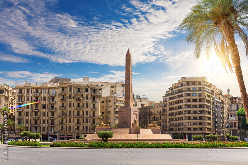 Tahrir Square or Martyr Square, famous public place in downtown Cairo, Egypt
