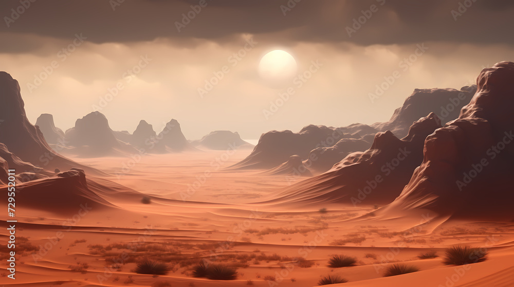 Naklejka premium Desert background, desert landscape photography with golden sand dunes