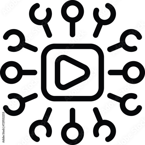 Video online content icon outline vector. Promotional share. Mobile data