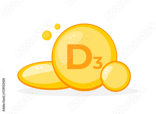 Vector illustration of vitamin D3 supplements for health and nutrition awareness