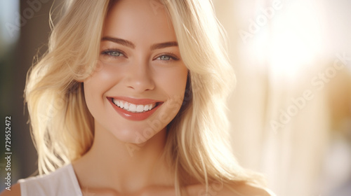 Portrait of a beautiful young woman with blonde hair isolated on white