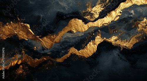 gold and black abstract surface background 3d render 