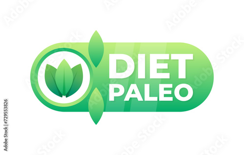 Healthy Paleo Diet Emblem with Vibrant Green Leaves for Nutritional Guidance