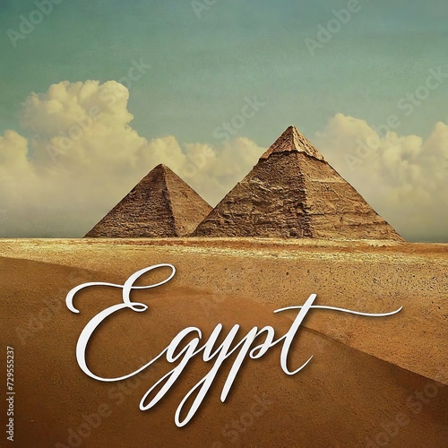 Pyramids of Egypt with the word Egypt written below