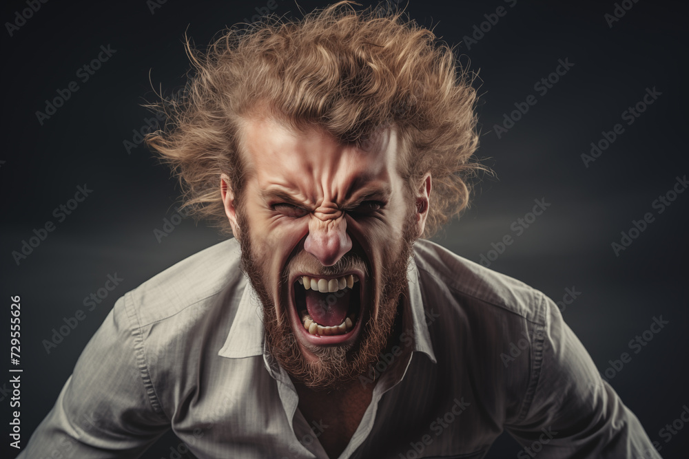 Fototapeta premium Angry men screaming towards camera