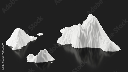 snow island in the dark sea and dark night, background, Island , snow ,white