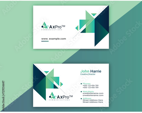 Business card design template, Clean professional business card template, visiting card illustration