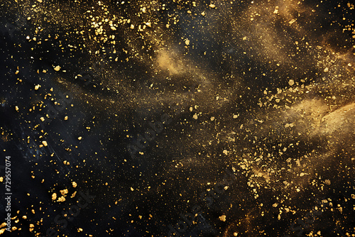 gold particles on a black background with gold partic