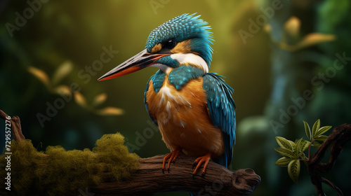 Portrait of a Kingfisher bird in his natural habitat © patternforstock