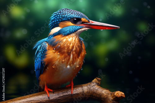 Portrait of a Kingfisher bird in his natural habitat © patternforstock