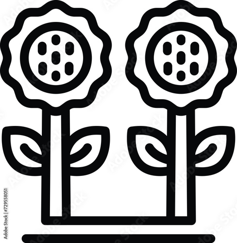 Sunflower plant icon outline vector. Food character machinery. Rural land