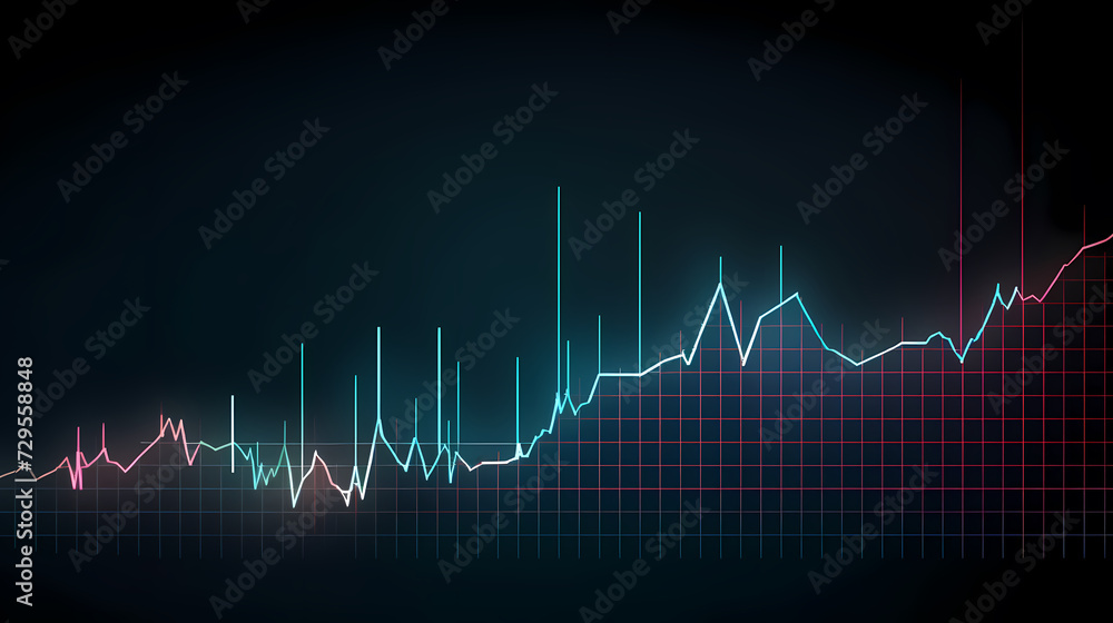 Stock market chart line concept, business chart on stock market background
