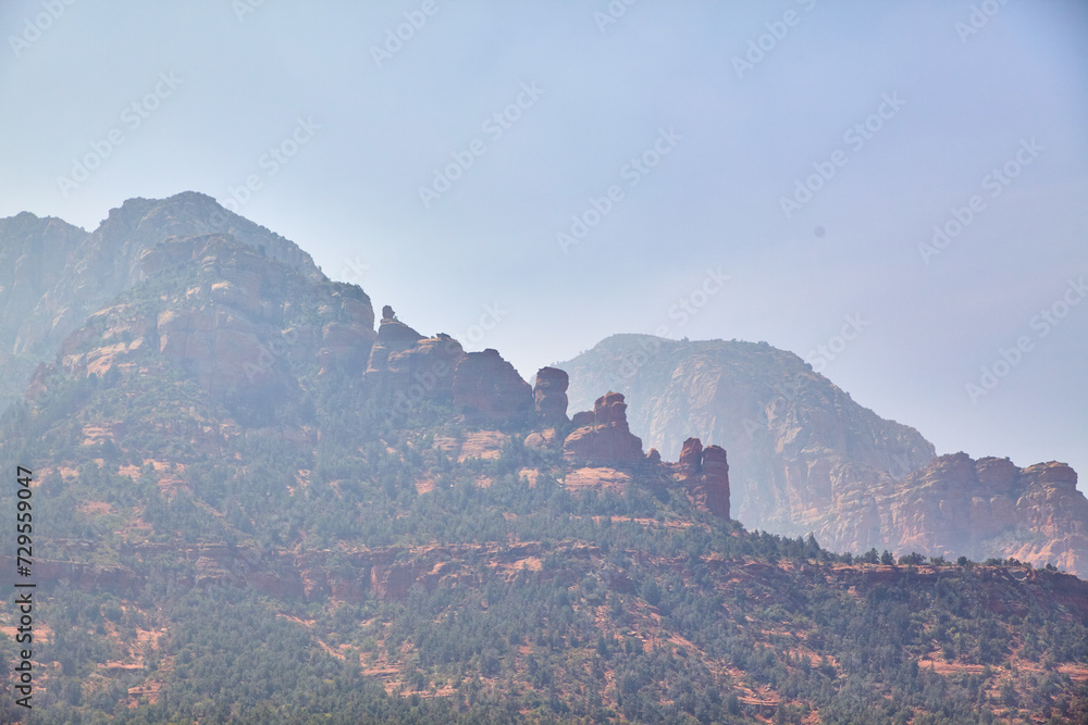 Sedona Red Rock Mountains with Hazy Sky Perspective