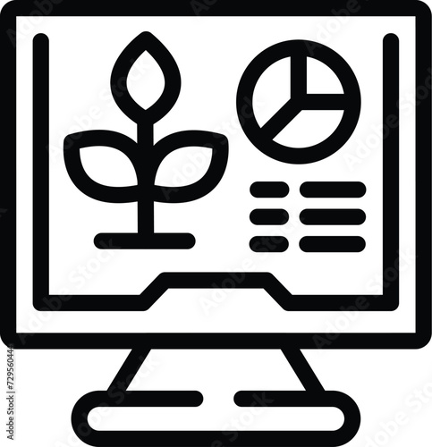 Monitor plant online icon outline vector. Food market. Work rice harvester