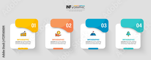 Infographics design template business concept with 4 steps vector.	
