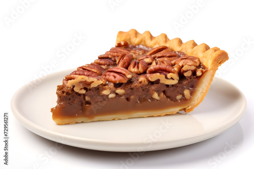 Autumn Traditional Delicious Pecan Pie Slices For Thanksgiving Day On a Background - Ai Generated