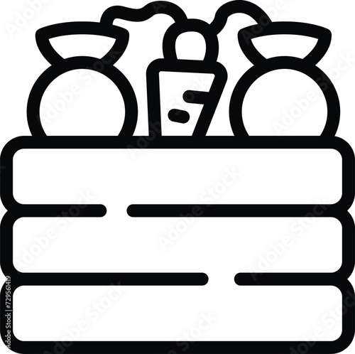 Harvesting wood box icon outline vector. Fresh eco vegetables. Garden agronomy